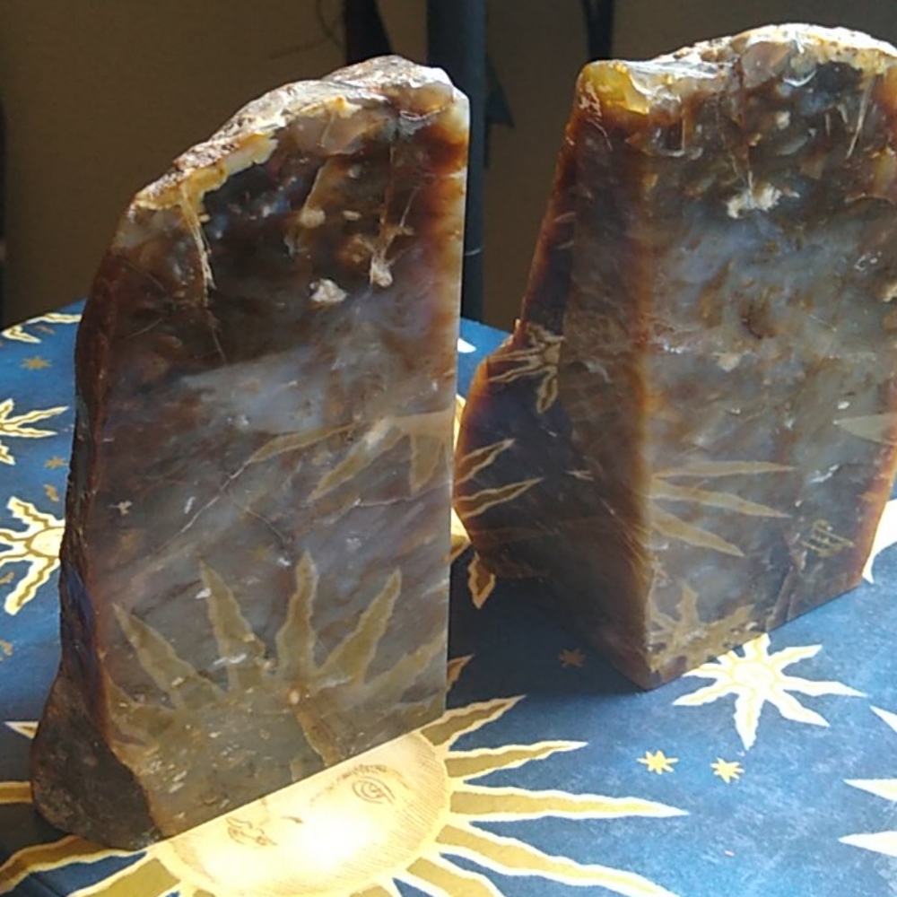 Agate book case ends